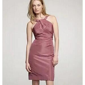 J. Crew Gracie Mauve Purple‎ Halter Style 100% Silk Taffeta Dress 10 Excellent